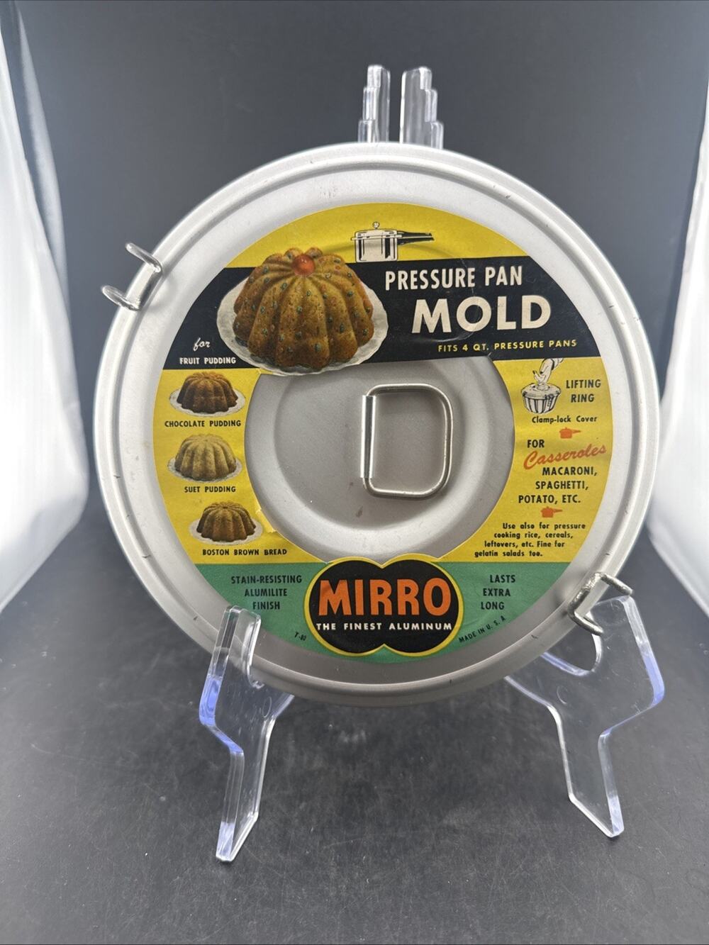 NOS Vintage Mirro Aluminum Pressure Pan Mold 4 Qt Fluted Cake Pudding Pan New